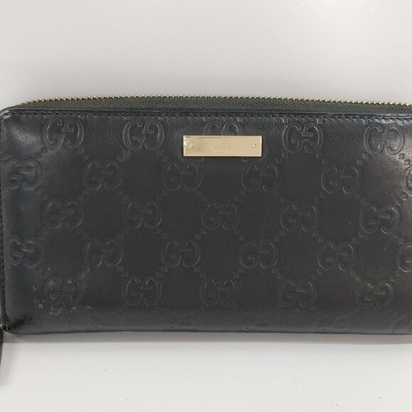Gucci Handbags - Gucci Black Guccissima Zip-Around Long Wallet
